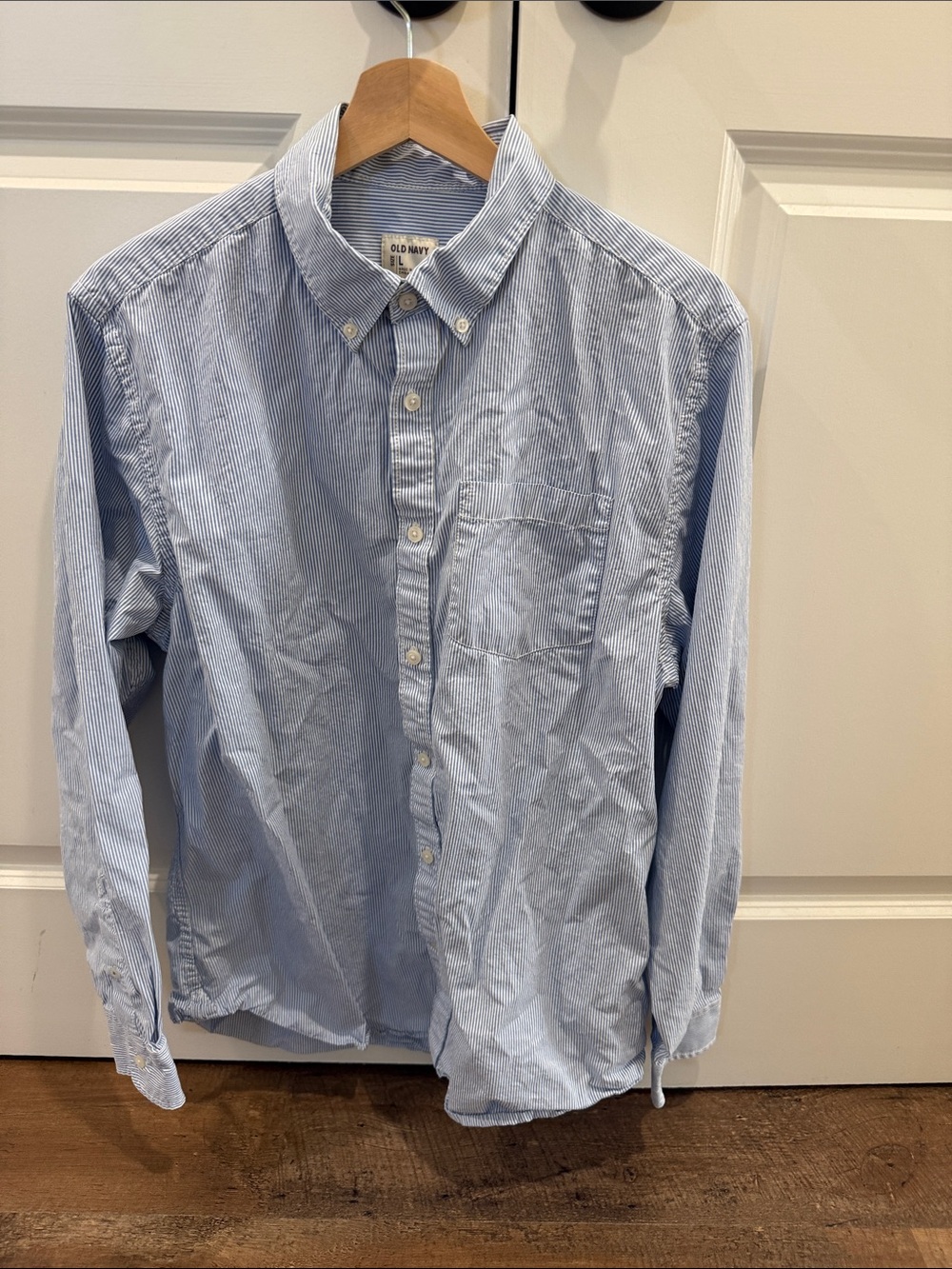 Old Navy Men's Blue Pinstripe Button-Down Shirt
